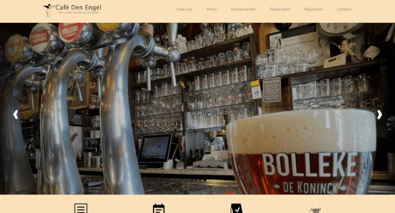 Café Den Engel drinkt een glas op een nieuwe Temphalla website